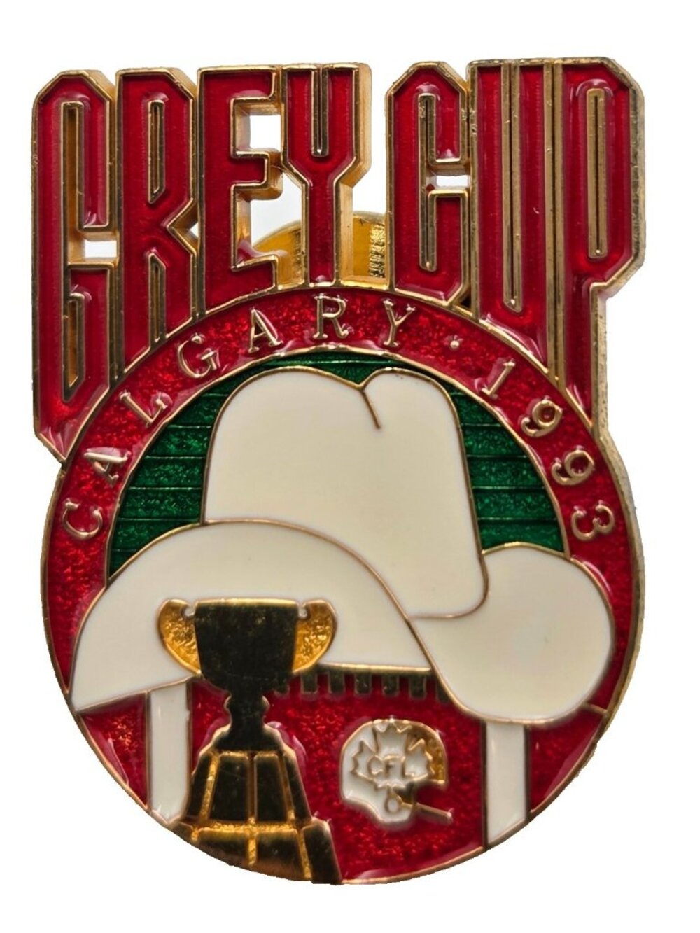 1993 Calgary Stampeders Grey Cup CFL Football Lapel Pin Pinback Read